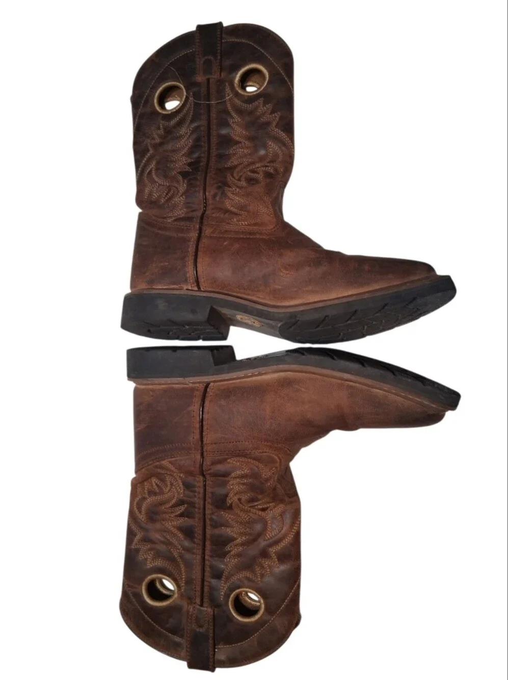 Dan Post Square Toe Western Boots Brown Leather Country Distressed Youth Size 4D